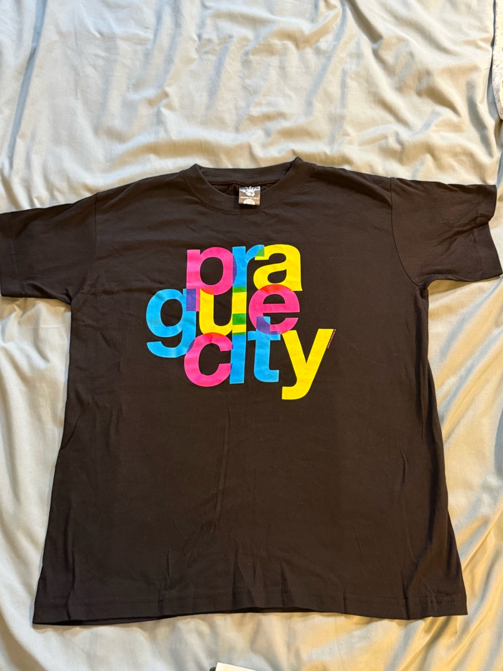 Kids Black Short-Sleeve Tee with Colorful 'Praque City' Graphic